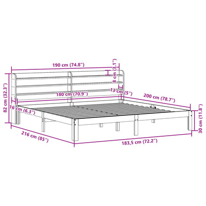 Bed Frame with Headboard without Mattress White 180x200 cm Super King