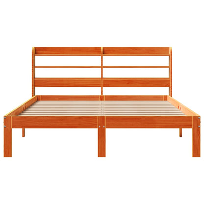 Bed Frame without Mattress Wax Brown 135x190 cm Double Solid Wood Pine