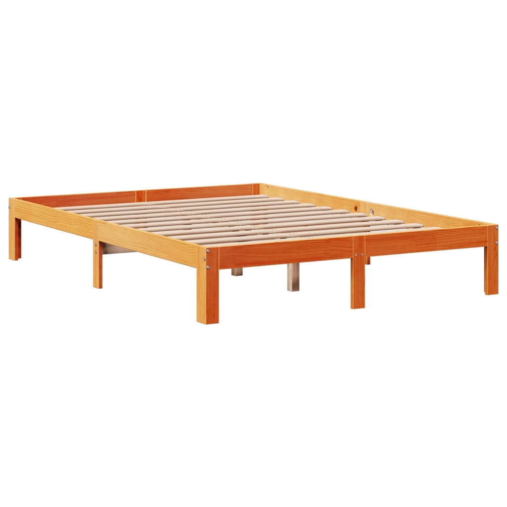Bed Frame without Mattress Wax Brown 120x200 cm Solid Wood Pine