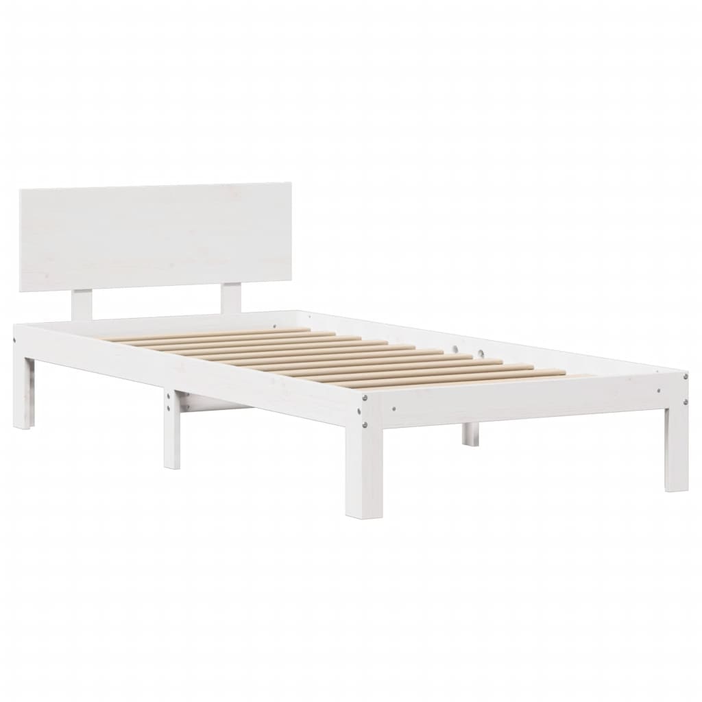 Bed Frame with Headboard without Mattress White 100x200 cm