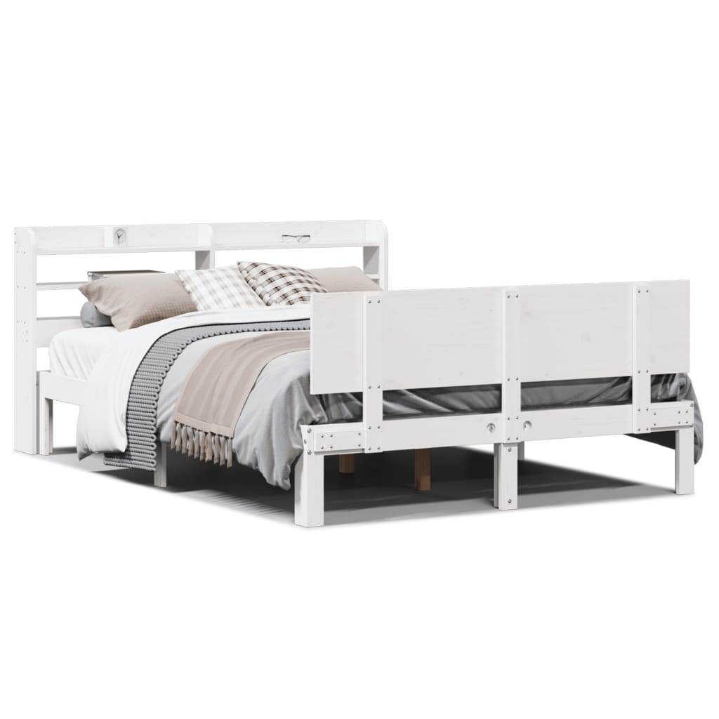 Bed Frame with Headboard without Mattress White 140x200 cm