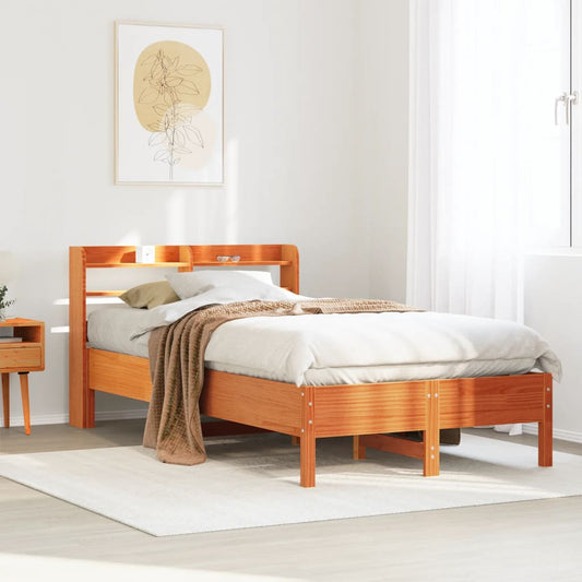 Bed Frame without Mattress Wax Brown 120x200 cm Solid Wood Pine