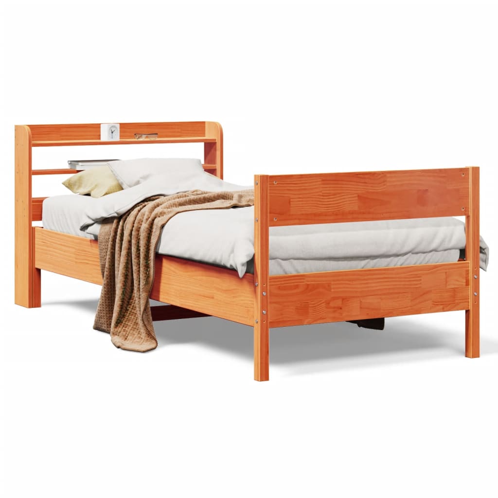 Bed Frame without Mattress Wax Brown 100x200 cm Solid Wood Pine