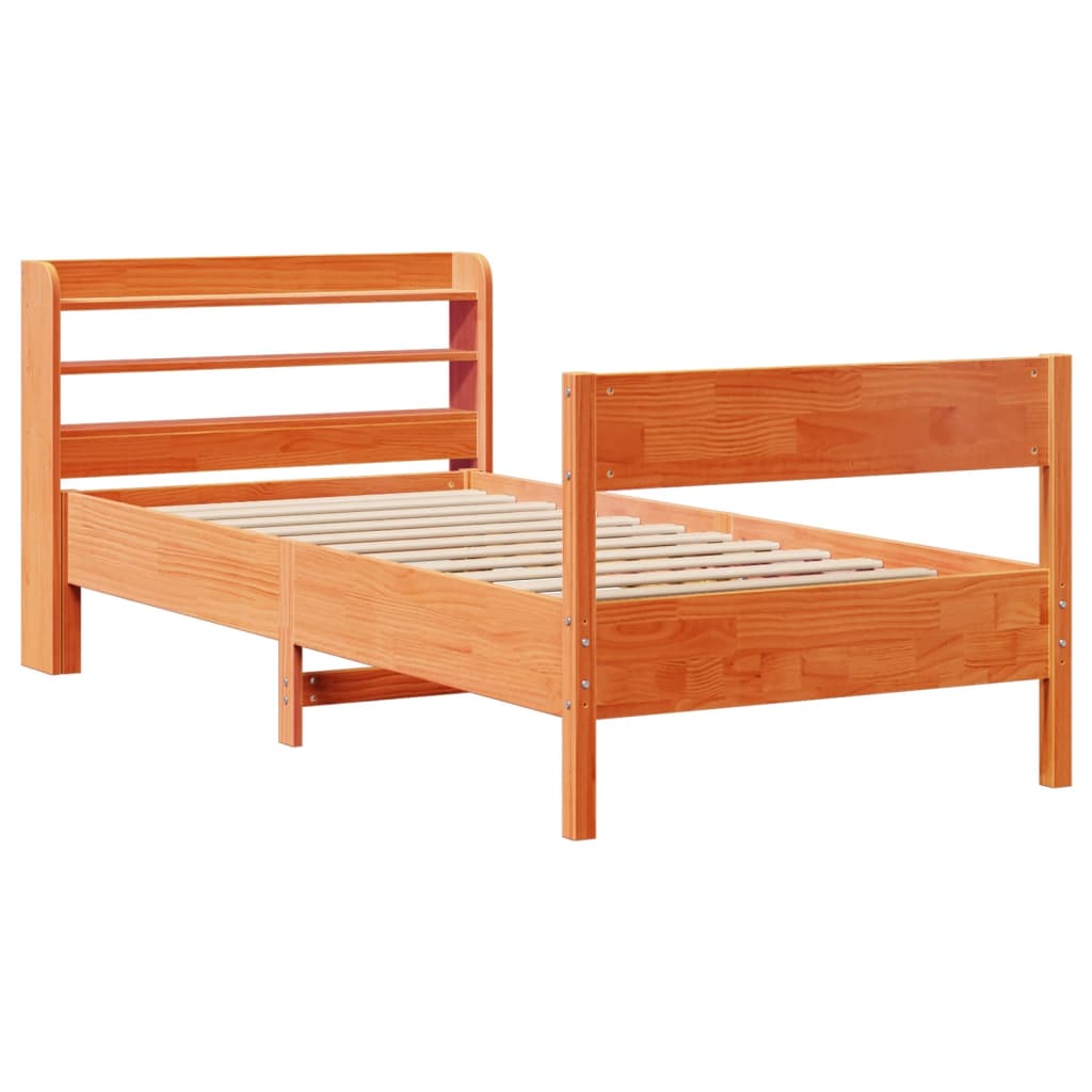 Bed Frame without Mattress Wax Brown 100x200 cm Solid Wood Pine