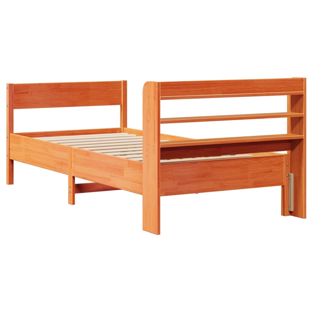 Bed Frame without Mattress Wax Brown 100x200 cm Solid Wood Pine