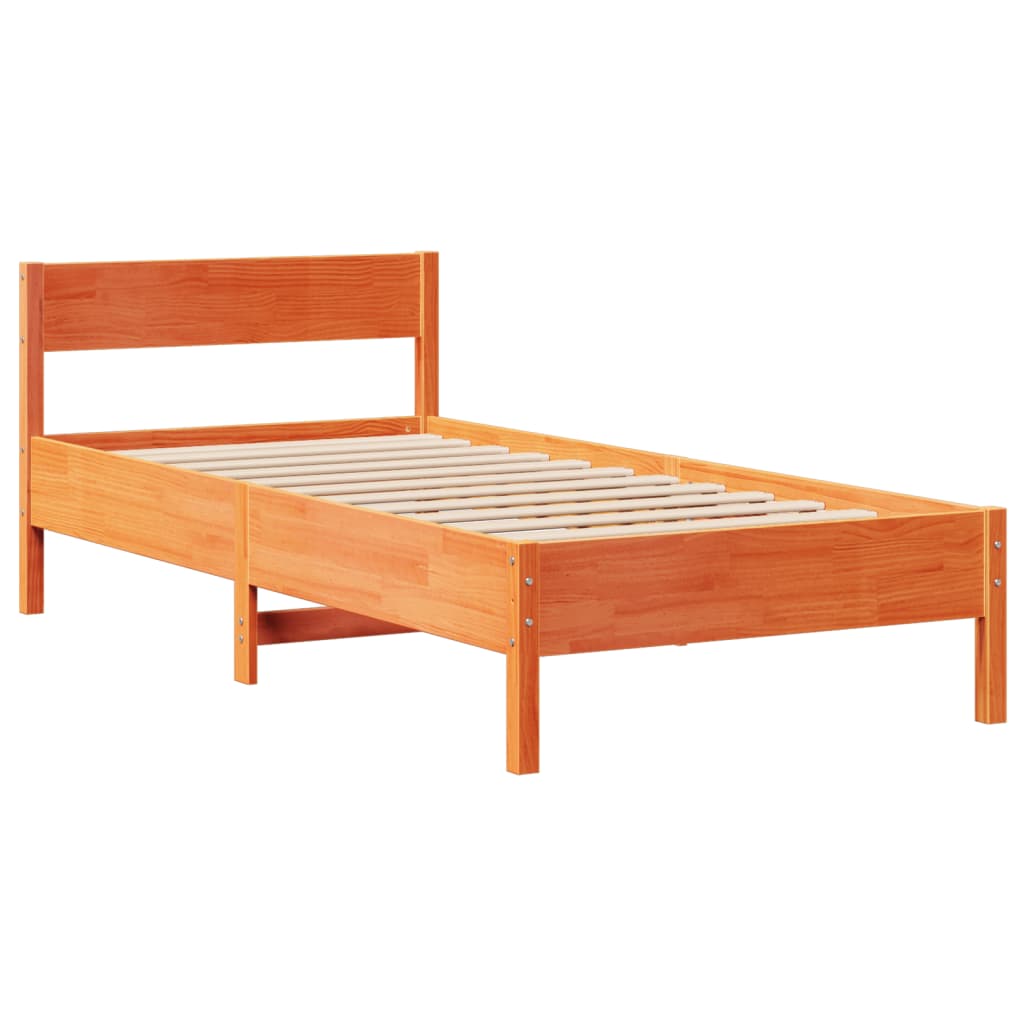 Bed Frame without Mattress Wax Brown 100x200 cm Solid Wood Pine