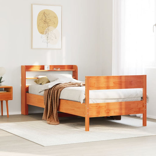 Bed Frame without Mattress Wax Brown 100x200 cm Solid Wood Pine