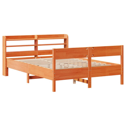 Bed Frame without Mattress Wax Brown 135x190 cm Double Solid Wood Pine