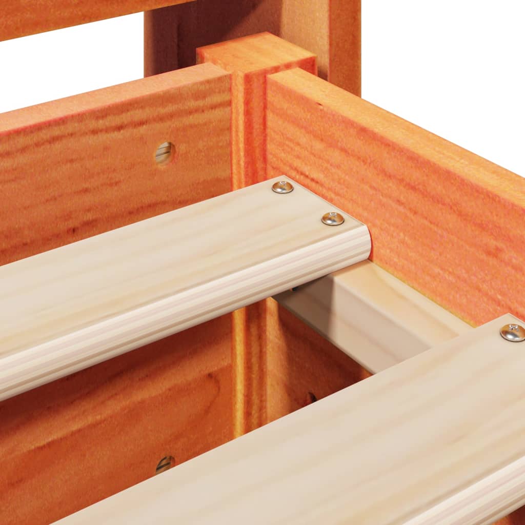 Bed Frame without Mattress Wax Brown 135x190 cm Double Solid Wood Pine