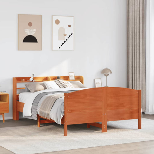 Bed Frame without Mattress Wax Brown 120x200 cm Solid Wood Pine