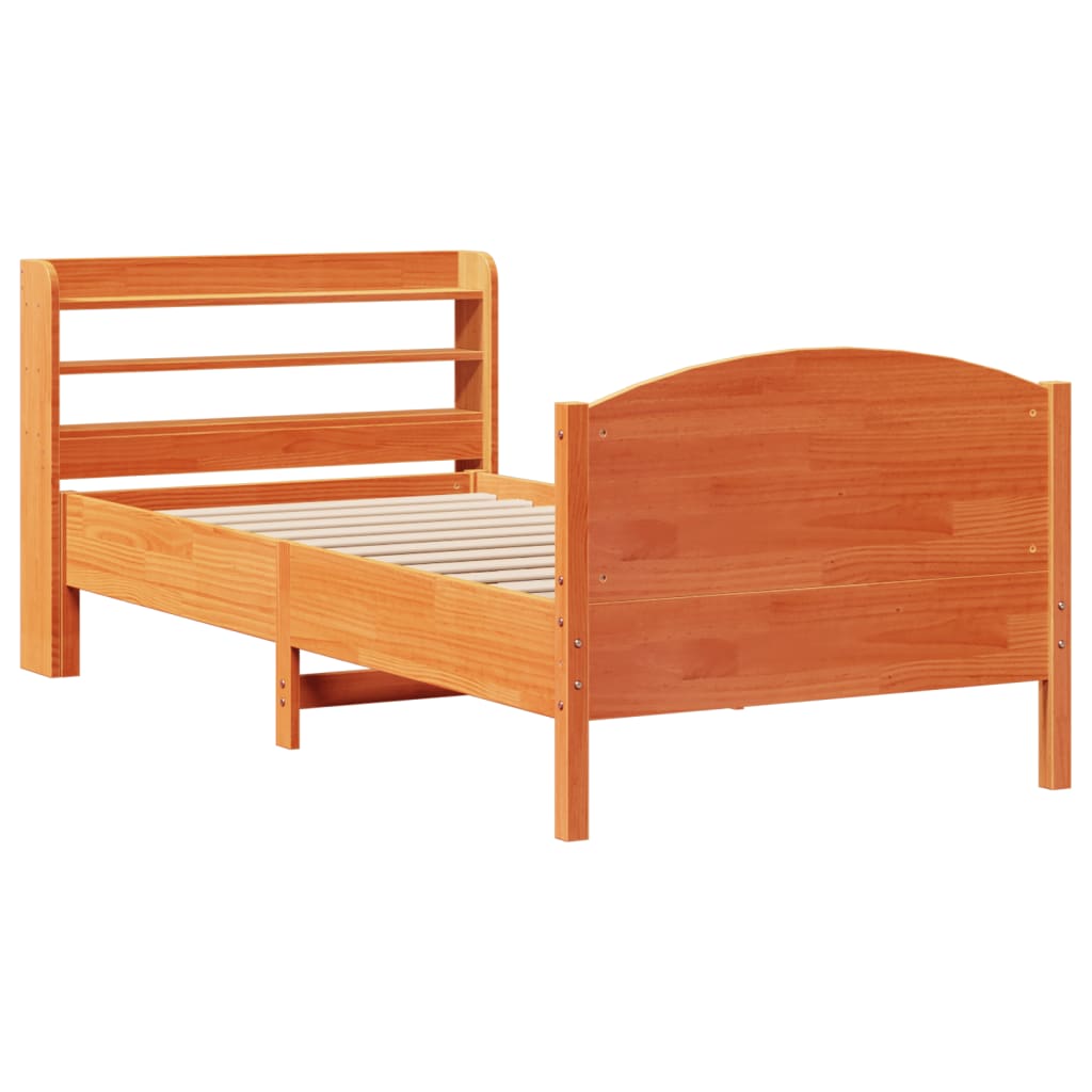 Bed Frame without Mattress Wax Brown 100x200 cm Solid Wood Pine