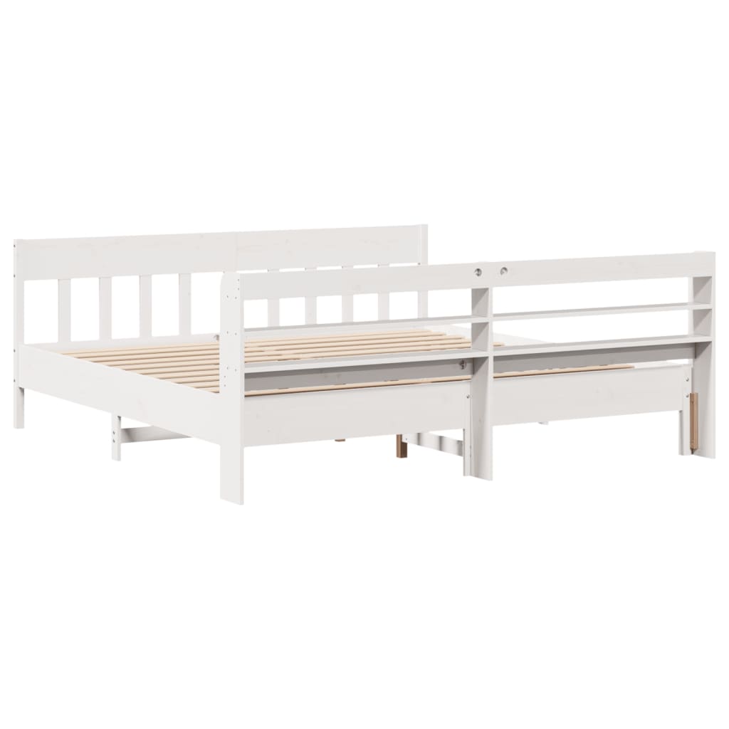 Bed Frame without Mattress White 200x200 cm Solid Wood Pine