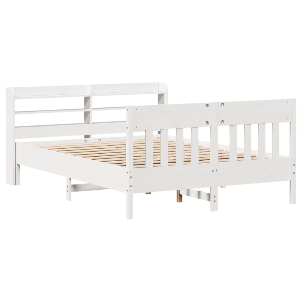 Bed Frame without Mattress White 160x200 cm Solid Wood Pine
