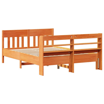 Bed Frame without Mattress Wax Brown 160x200 cm Solid Wood Pine
