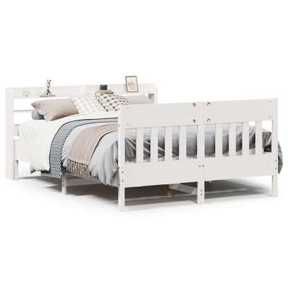 Bed Frame without Mattress White 135x190 cm Double Solid Wood Pine