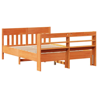 Bed Frame without Mattress Wax Brown 135x190 cm Double Solid Wood Pine