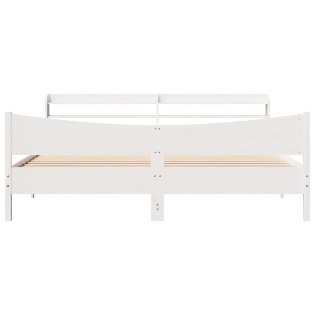 Bed Frame with Headboard White 200x200 cm Solid Wood Pine