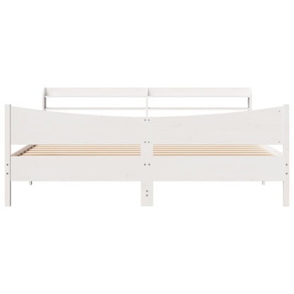 Bed Frame with Headboard White 200x200 cm Solid Wood Pine