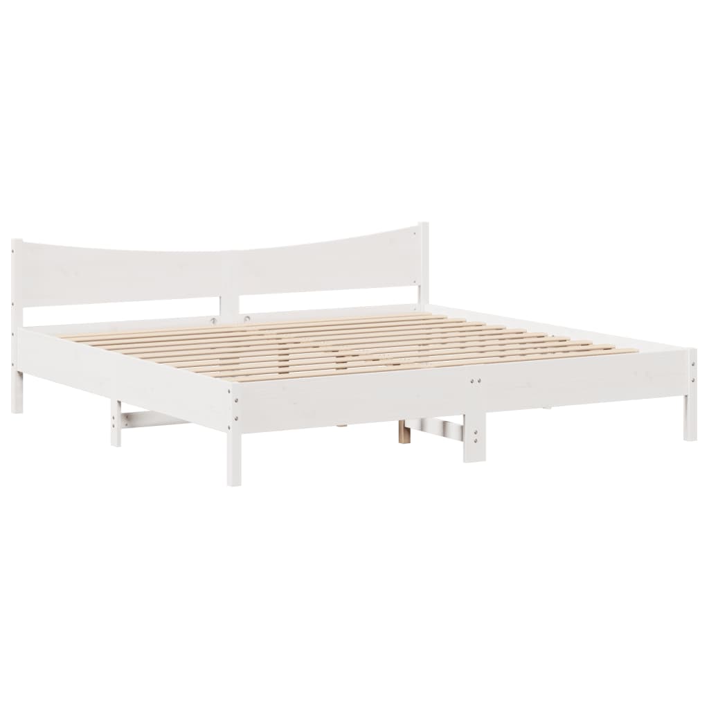 Bed Frame with Headboard White 200x200 cm Solid Wood Pine