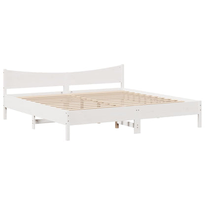 Bed Frame with Headboard White 200x200 cm Solid Wood Pine