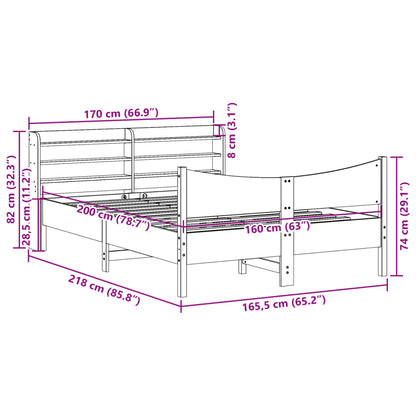 Bed Frame with Headboard Wax Brown 160x200 cm Solid Wood Pine