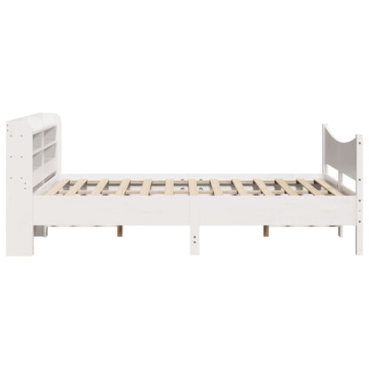 Bed Frame with Headboard White 150x200 cm King Size Solid Wood Pine