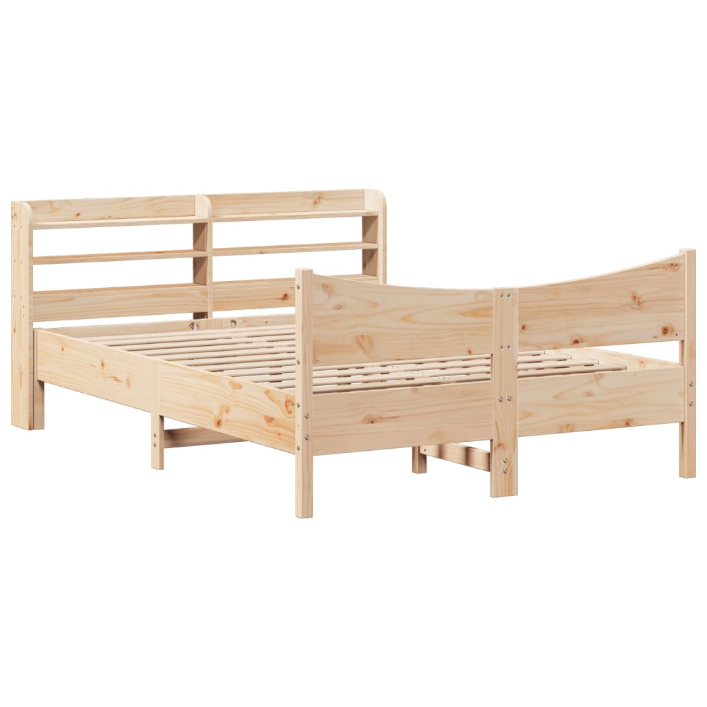 Bed Frame with Headboard 135x190 cm Double Solid Wood Pine