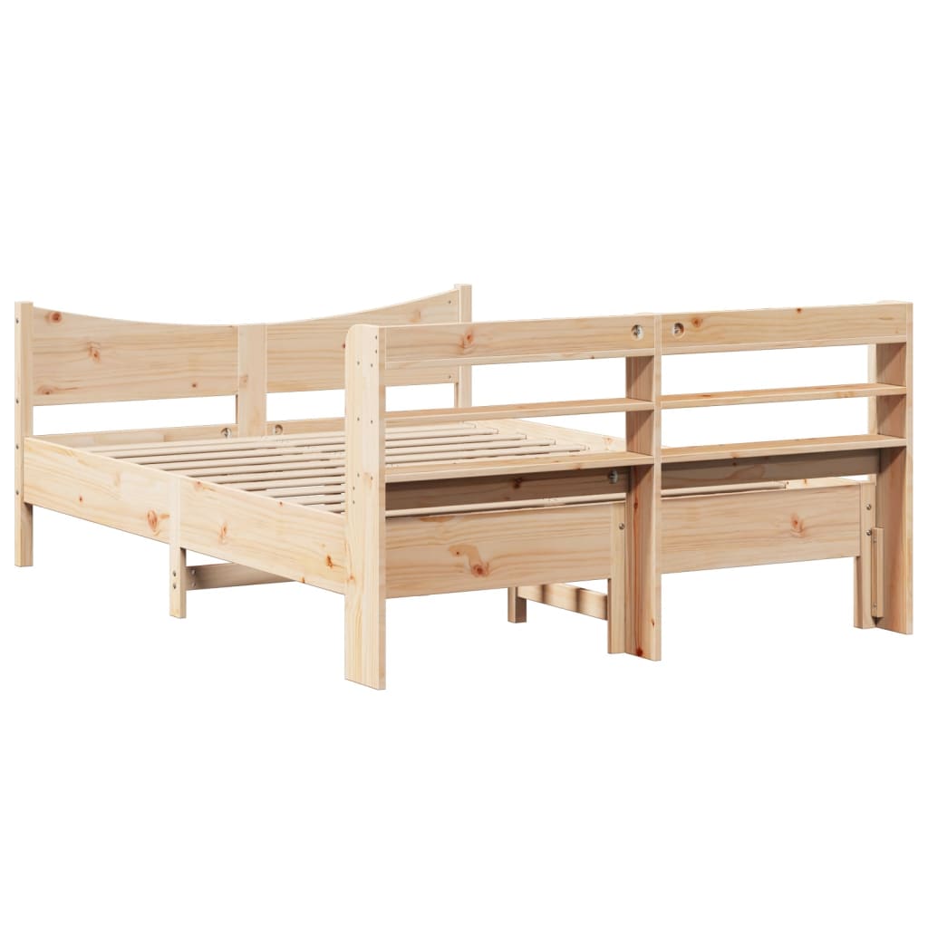 Bed Frame with Headboard 135x190 cm Double Solid Wood Pine