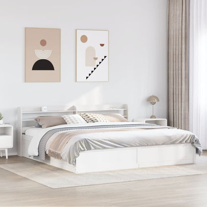 Bed Frame with Headboard White 180x200 cm Super King Solid Wood Pine