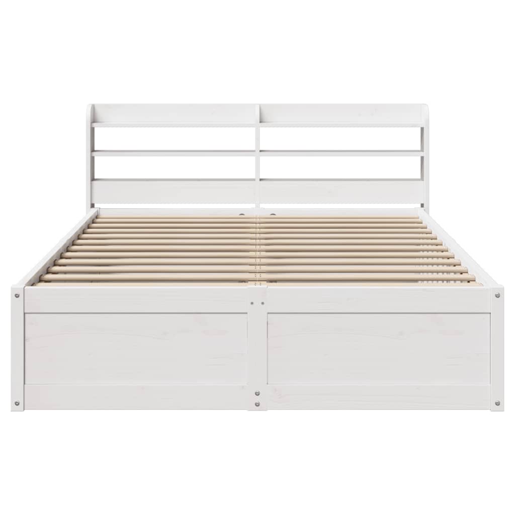 Bed Frame with Headboard White 160x200 cm Solid Wood Pine