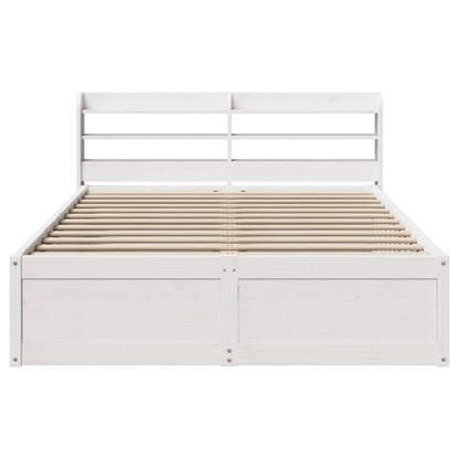 Bed Frame with Headboard White 160x200 cm Solid Wood Pine