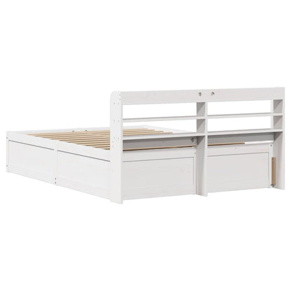 Bed Frame with Headboard White 160x200 cm Solid Wood Pine