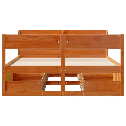 Bed Frame without Mattress Wax Brown 140x200 cm Solid Wood Pine