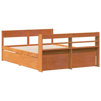 Bed Frame without Mattress Wax Brown 140x200 cm Solid Wood Pine
