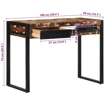 Desk Multicolour 100x50x75 cm Solid Wood Reclaimed