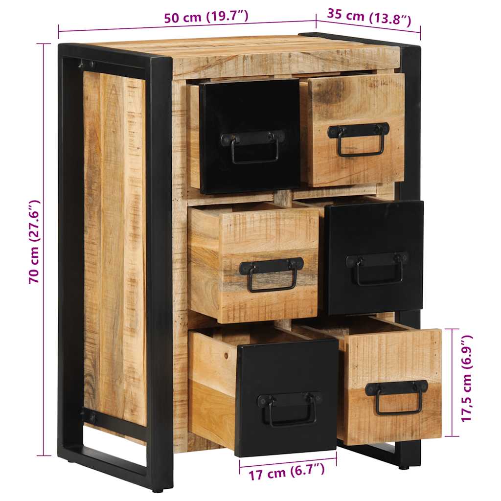 Sideboard 50x35x70 cm Solid Rough Wood Mango