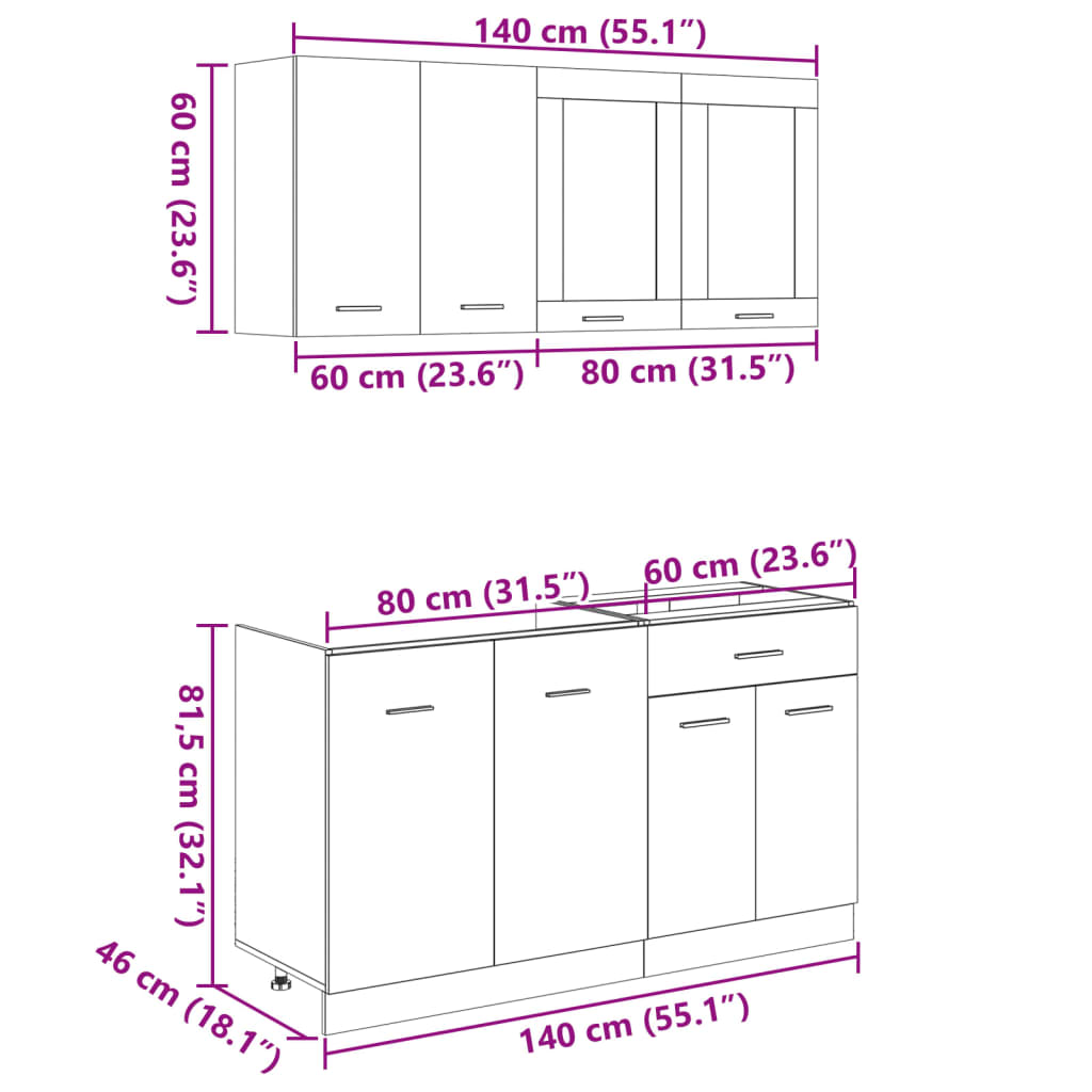 4 Piece Kitchen Cabinet Set Sonoma Oak Engineered Wood