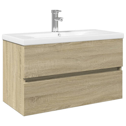 2 Piece Bathroom Furniture Set Ceramic and Engineered Wood