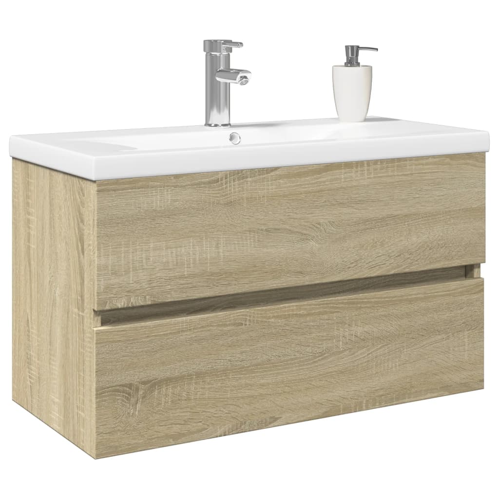 2 Piece Bathroom Furniture Set Ceramic and Engineered Wood