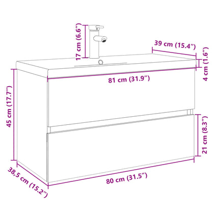 2 Piece Bathroom Furniture Set Ceramic and Engineered Wood