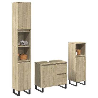 3 Piece Bathroom Furniture Set Sonoma Oak Engineered Wood