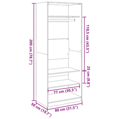 Wardrobe White 80x50x200 cm Engineered Wood