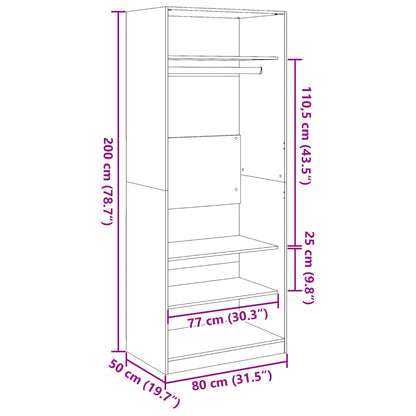 Wardrobe Black 80x50x200 cm Engineered Wood