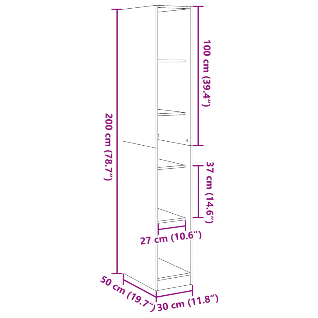 Wardrobe Old Wood 30x50x200 cm Engineered Wood