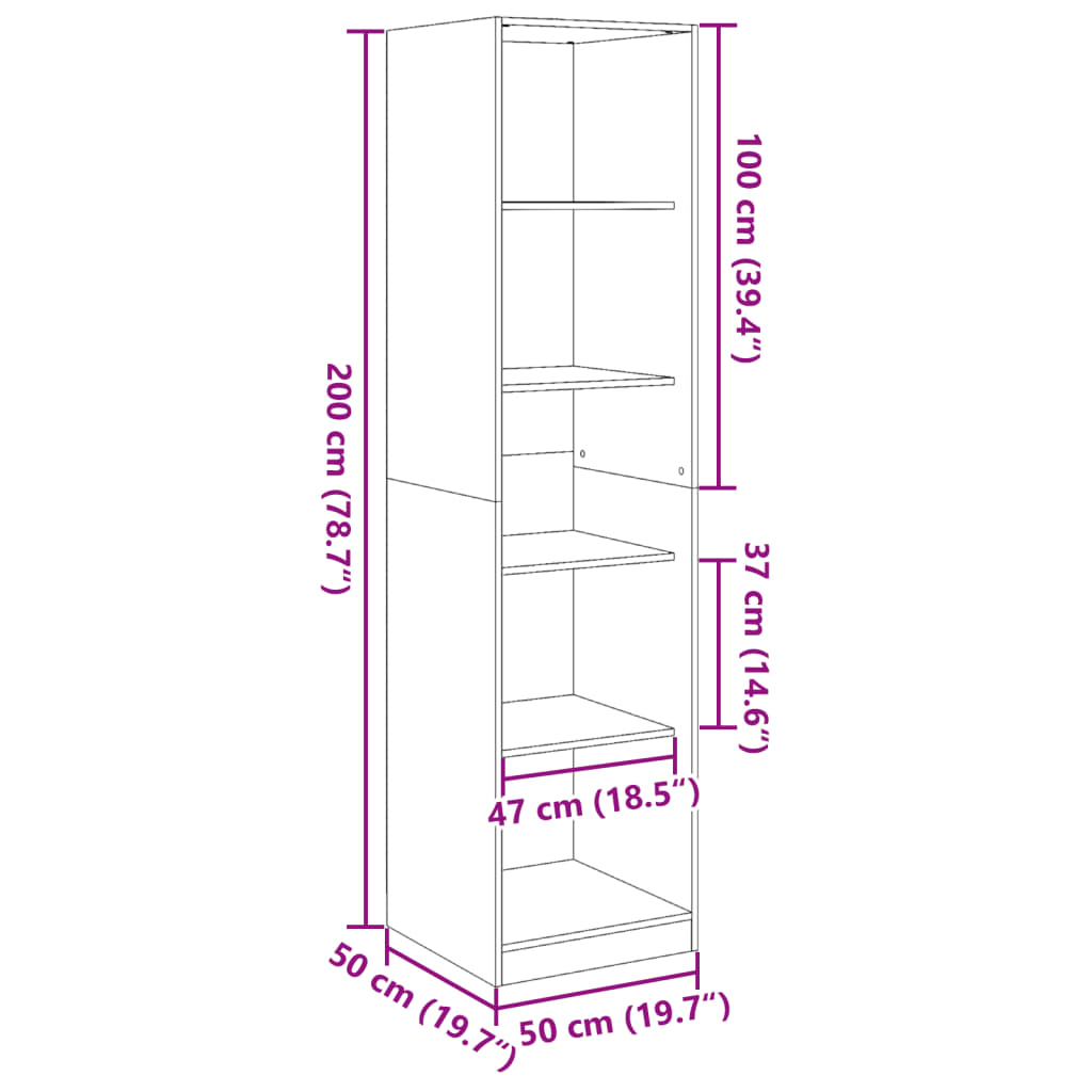 Wardrobe Sonoma Oak 50x50x200 cm Engineered Wood