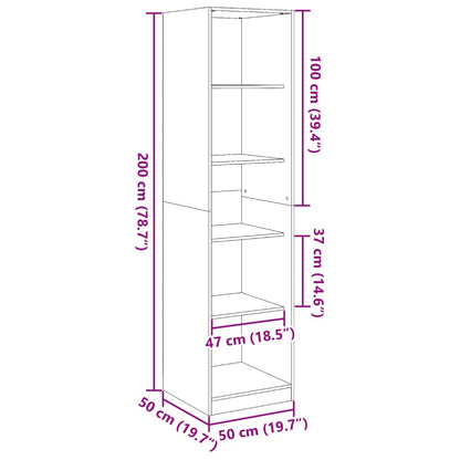 Wardrobe Concrete Grey 50x50x200 cm Engineered Wood