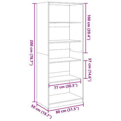 Wardrobe Sonoma Oak 80x50x200 cm Engineered Wood