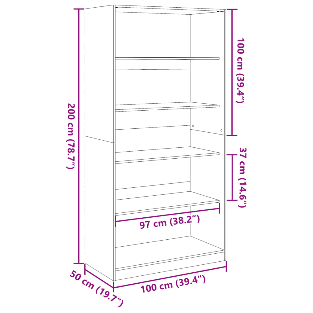 Wardrobe Sonoma Oak 100x50x200 cm Engineered Wood