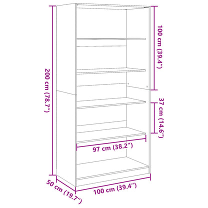 Wardrobe Smoked Oak 100x50x200 cm Engineered Wood