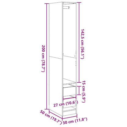 Wardrobe Brown Oak 30x50x200 cm Engineered Wood